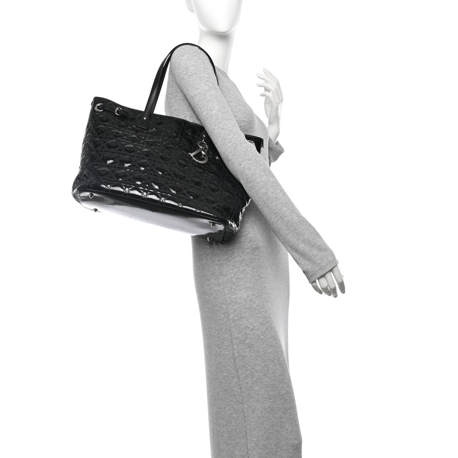 Christian Dior Patent Cannage Medium Panarea Tote Black 3 of 23
