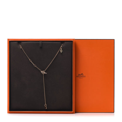 Hermes 18K Rose Gold Diamond Gambade Necklace 5 of 5