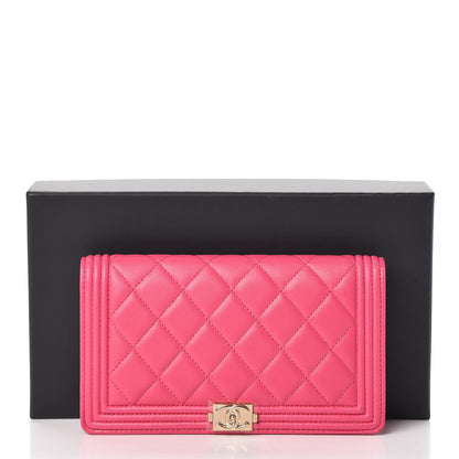 Chanel Lambskin Quilted Boy Yen Wallet Pink 9 of 9