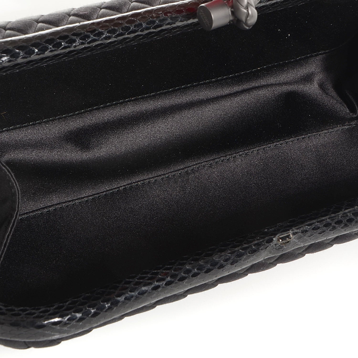 Bottega Veneta Satin Ayers Intreccio Impero Stretch Knot Clutch Black 5 of 6