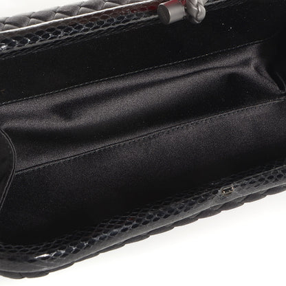 Bottega Veneta Satin Ayers Intreccio Impero Stretch Knot Clutch Black 5 of 6