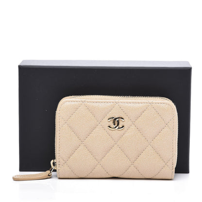 Chanel Iridescent Caviar Quilted Zip Around Coin Purse Beige 9 of 9