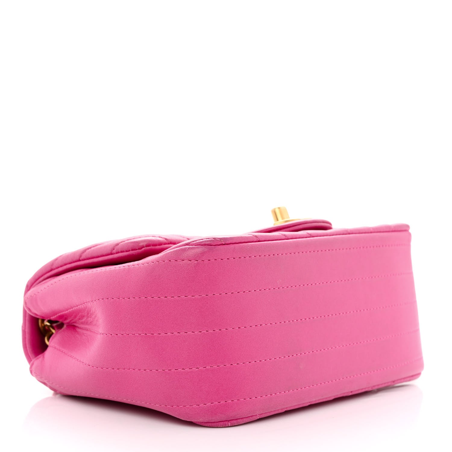 Chanel Lambskin Chevron Quilted Mini Square Flap Fuchsia 4 of 14