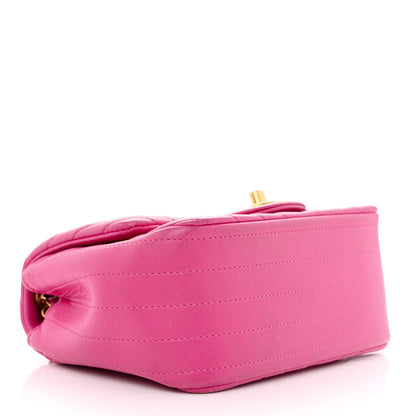 Chanel Lambskin Chevron Quilted Mini Square Flap Fuchsia 4 of 14