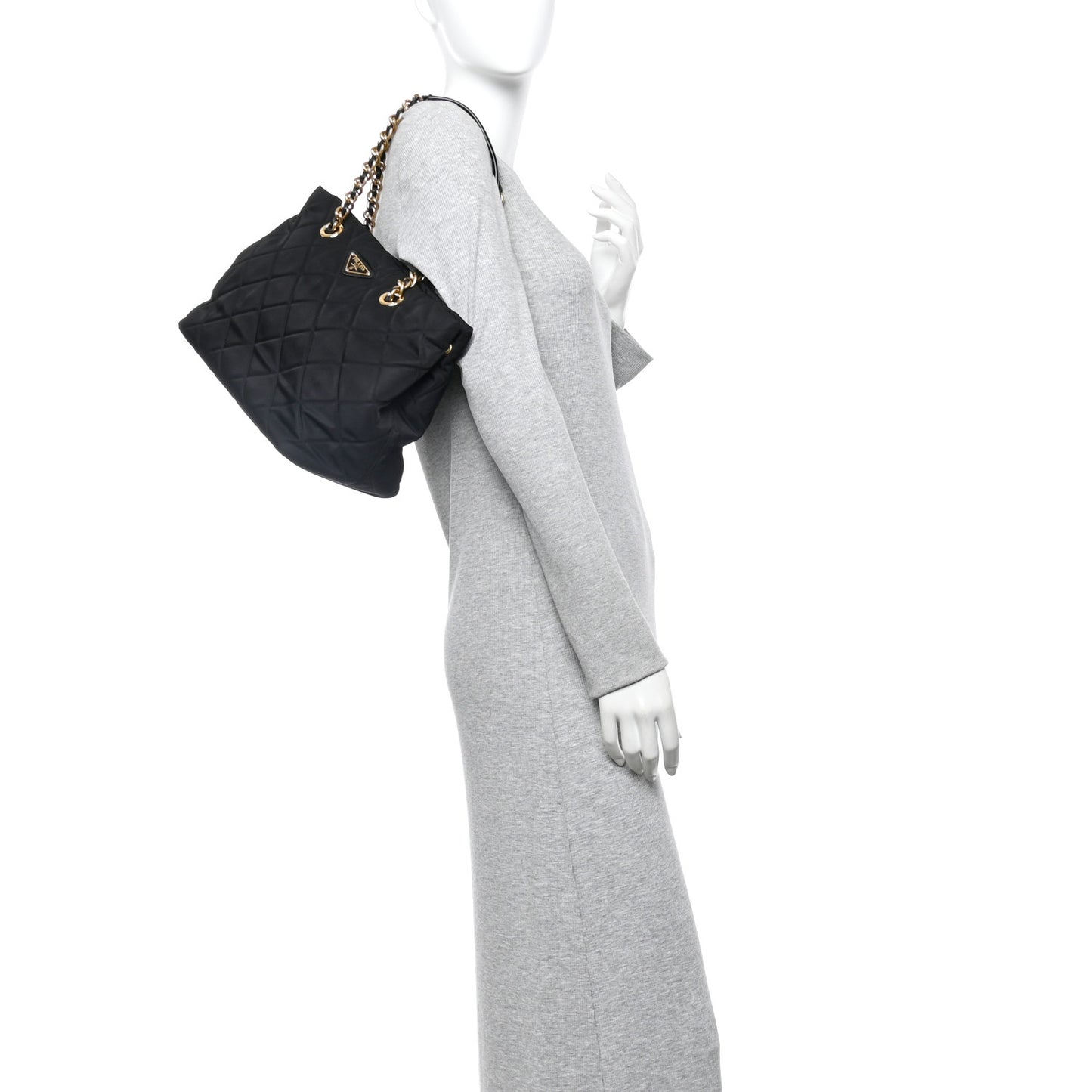 Nylon Tessuto Impuntu Quilted Tote Black