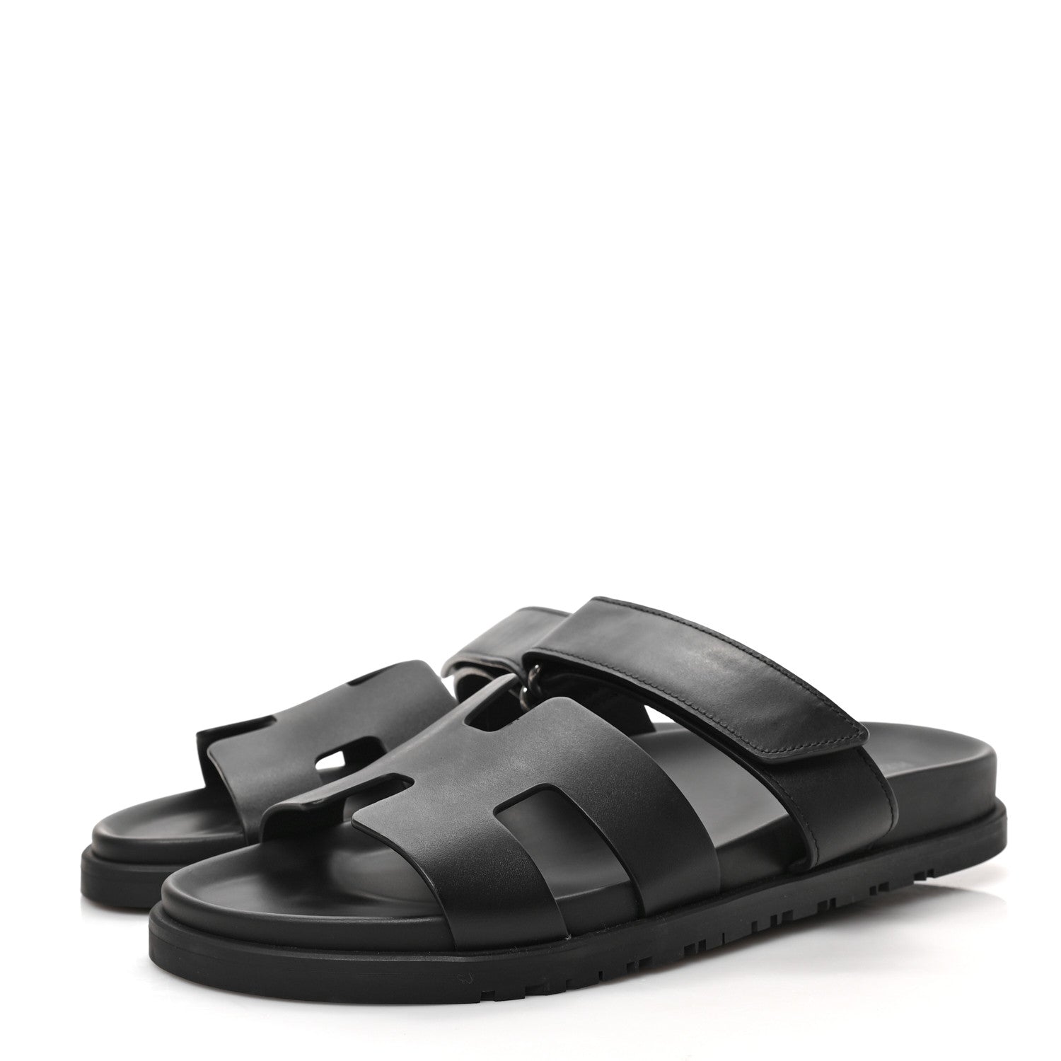 Hermes Calfskin Womens Chypre Sandals 39 Black 3 of 9