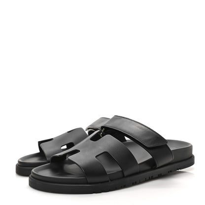 Hermes Calfskin Womens Chypre Sandals 39 Black 3 of 9