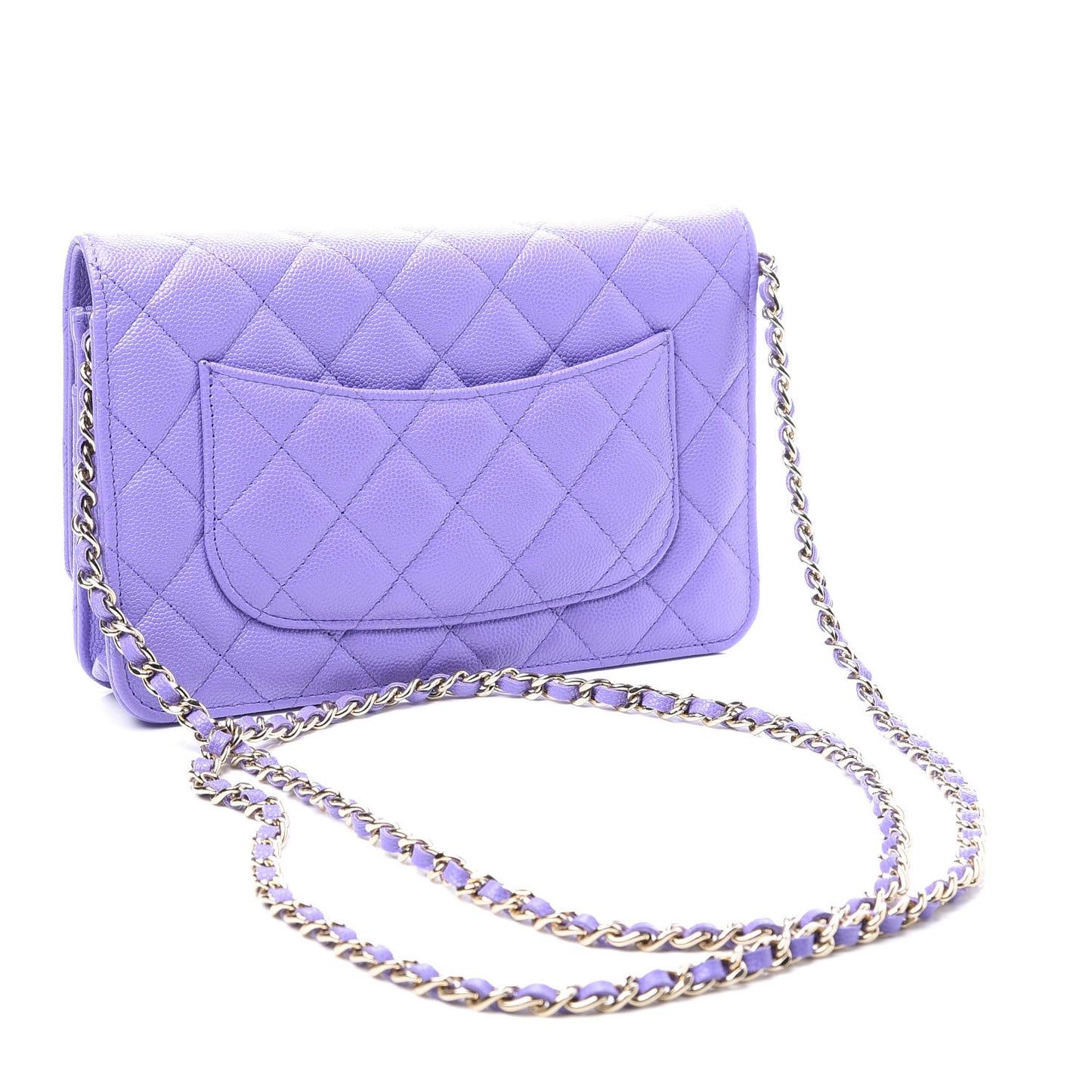 Caviar Quilted Wallet On Chain WOC Purple