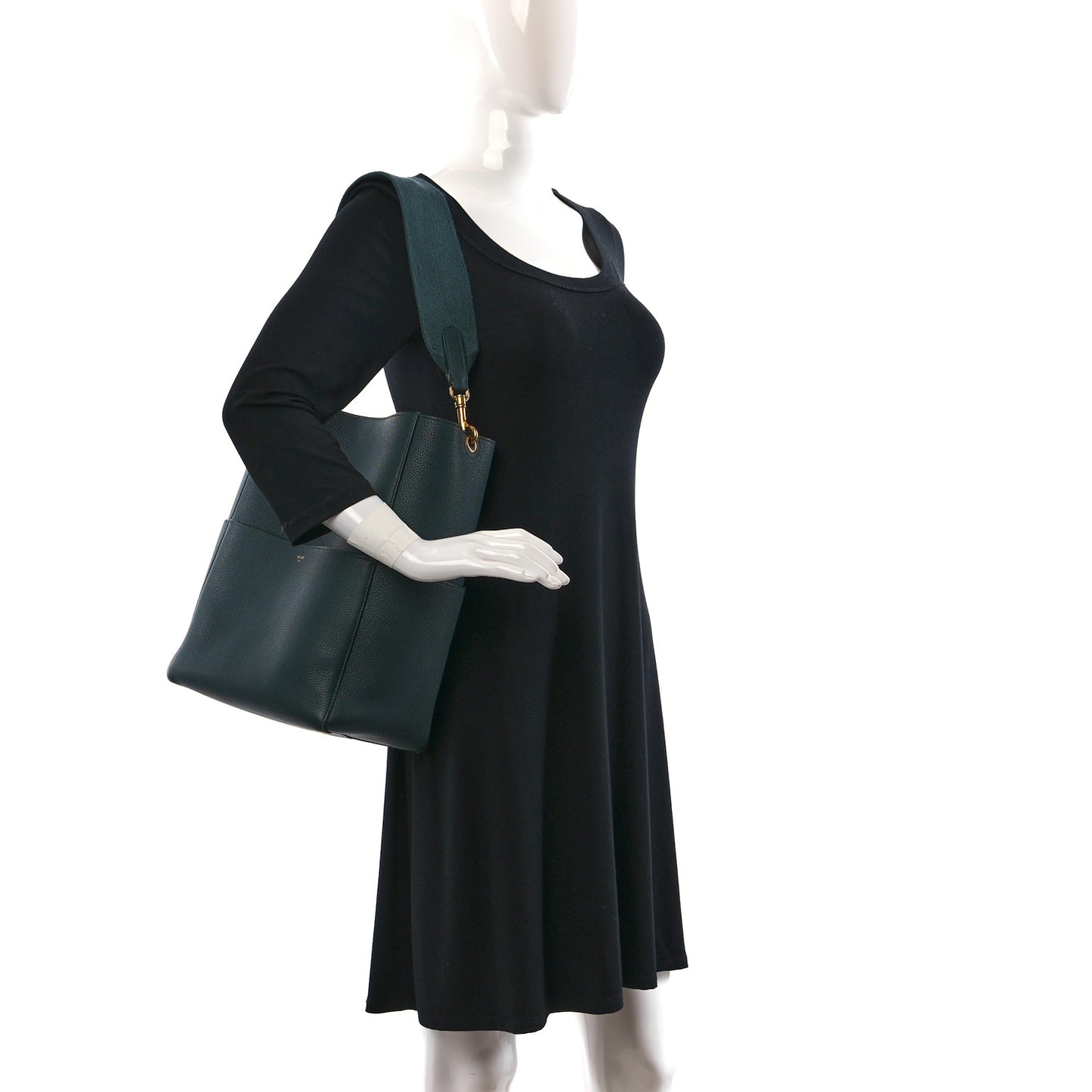 Soft Grained Calfskin Sangle Bucket Bag Amazone