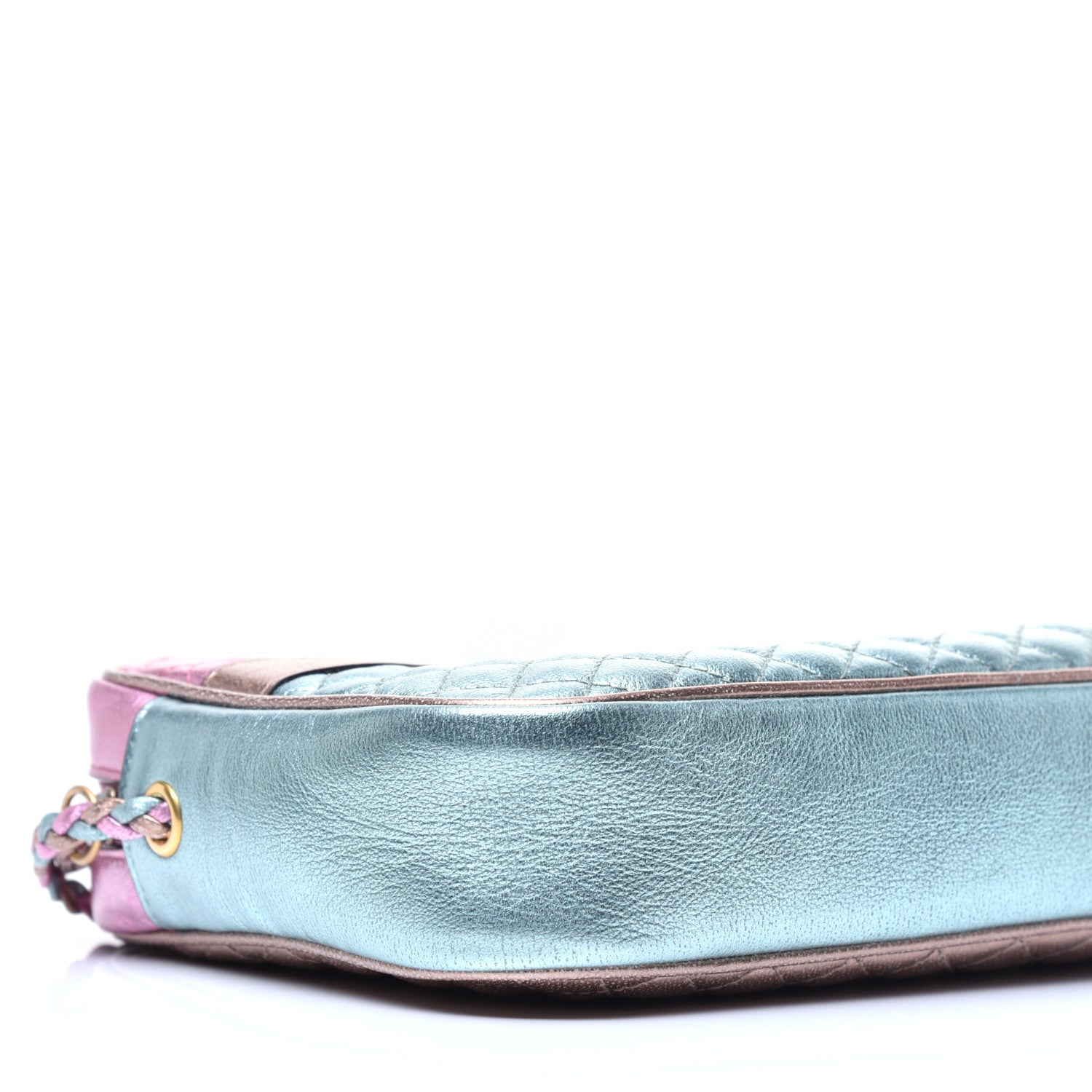 Gucci Laminated Nappa Trapuntata Small Zumi Shoulder Bag Rosa Lago Rame 8 of 9