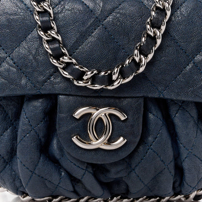 Chanel Washed Lambskin Quilted Mini Chain Around Flap Navy Blue 9 of 16