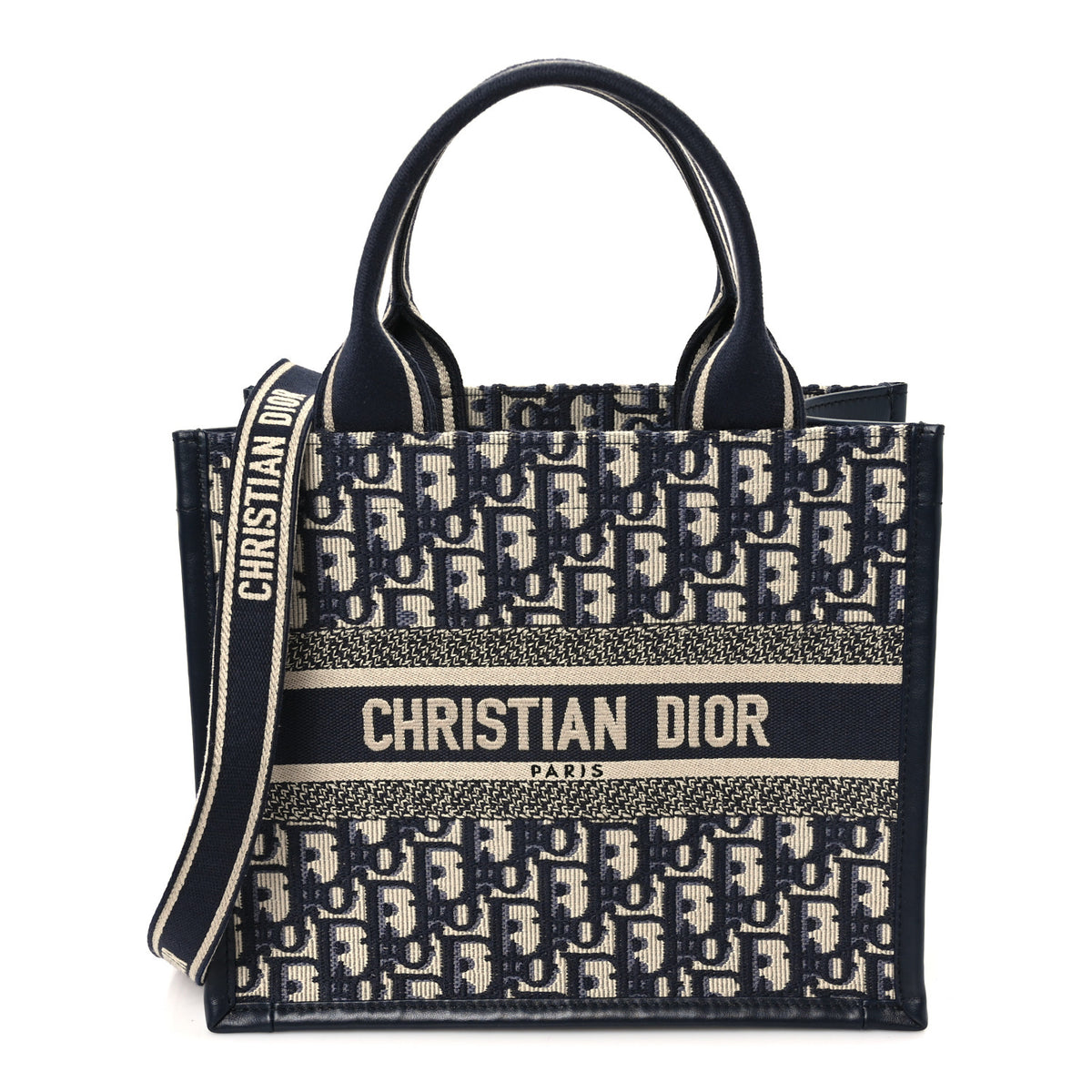 Christian Dior Oblique Calfskin Small Book Tote With Strap Blue Multicolor 1 of 10