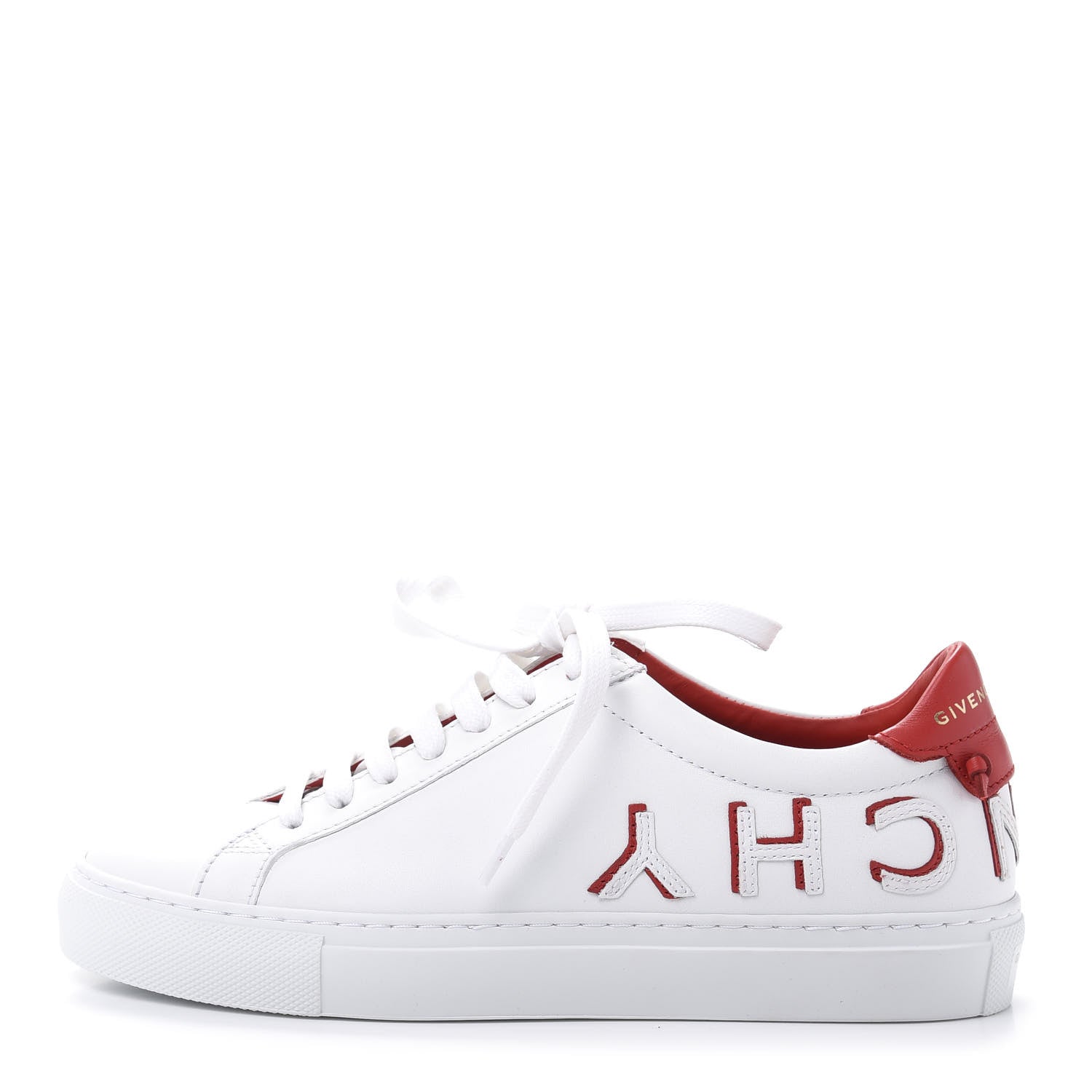 Givenchy Calfskin Reverse Logo Womens Urban Street Sneakers 35 White Red 1 of 10