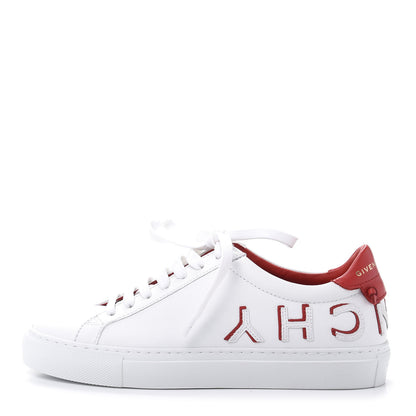 Givenchy Calfskin Reverse Logo Womens Urban Street Sneakers 35 White Red 1 of 10