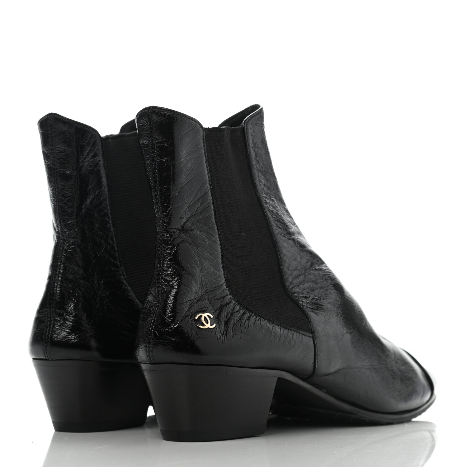 Chanel Patent Lambskin Elastic Short Boots 36.5 Black 4 of 7
