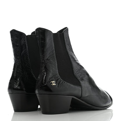 Chanel Patent Lambskin Elastic Short Boots 36.5 Black 4 of 7