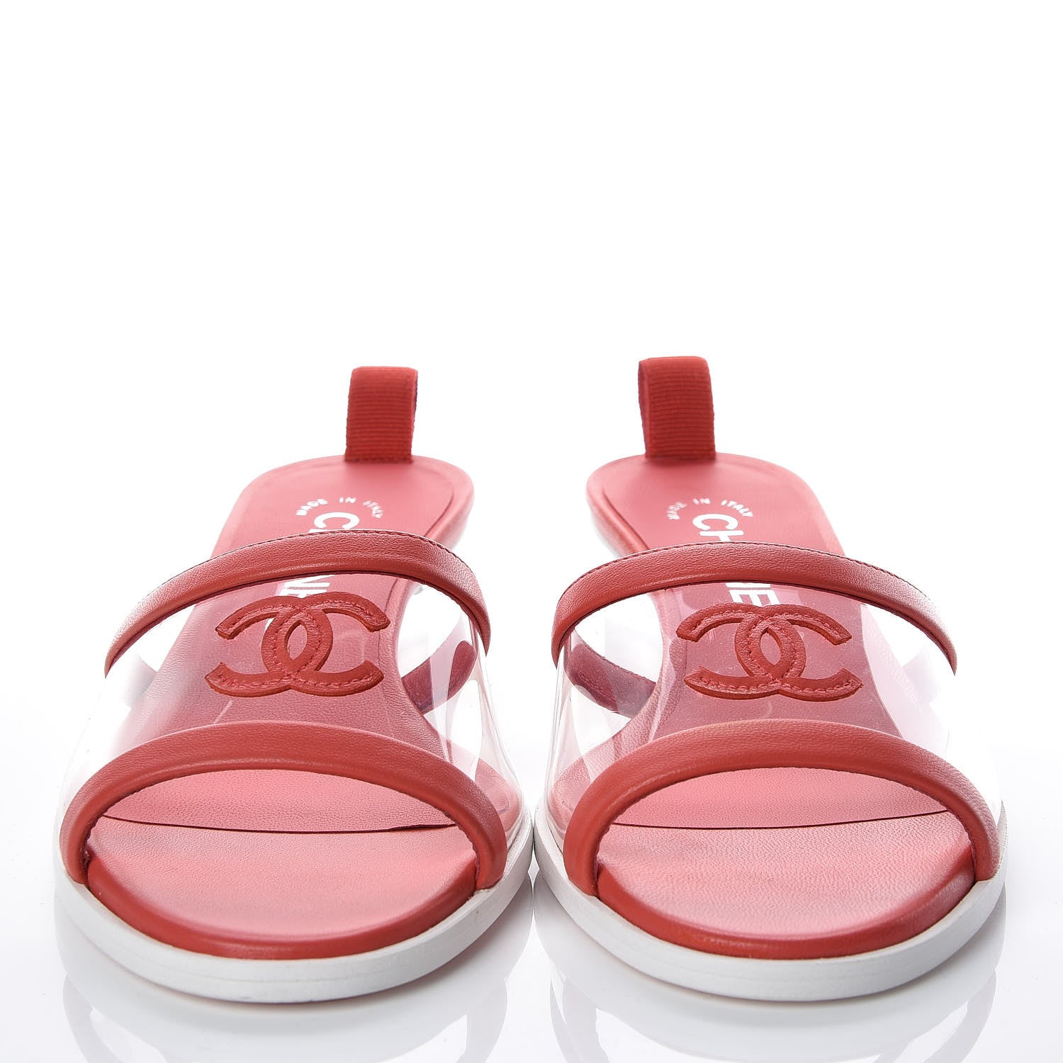 Chanel Lambskin PVC Mule 35 Transparent Red 2 of 7