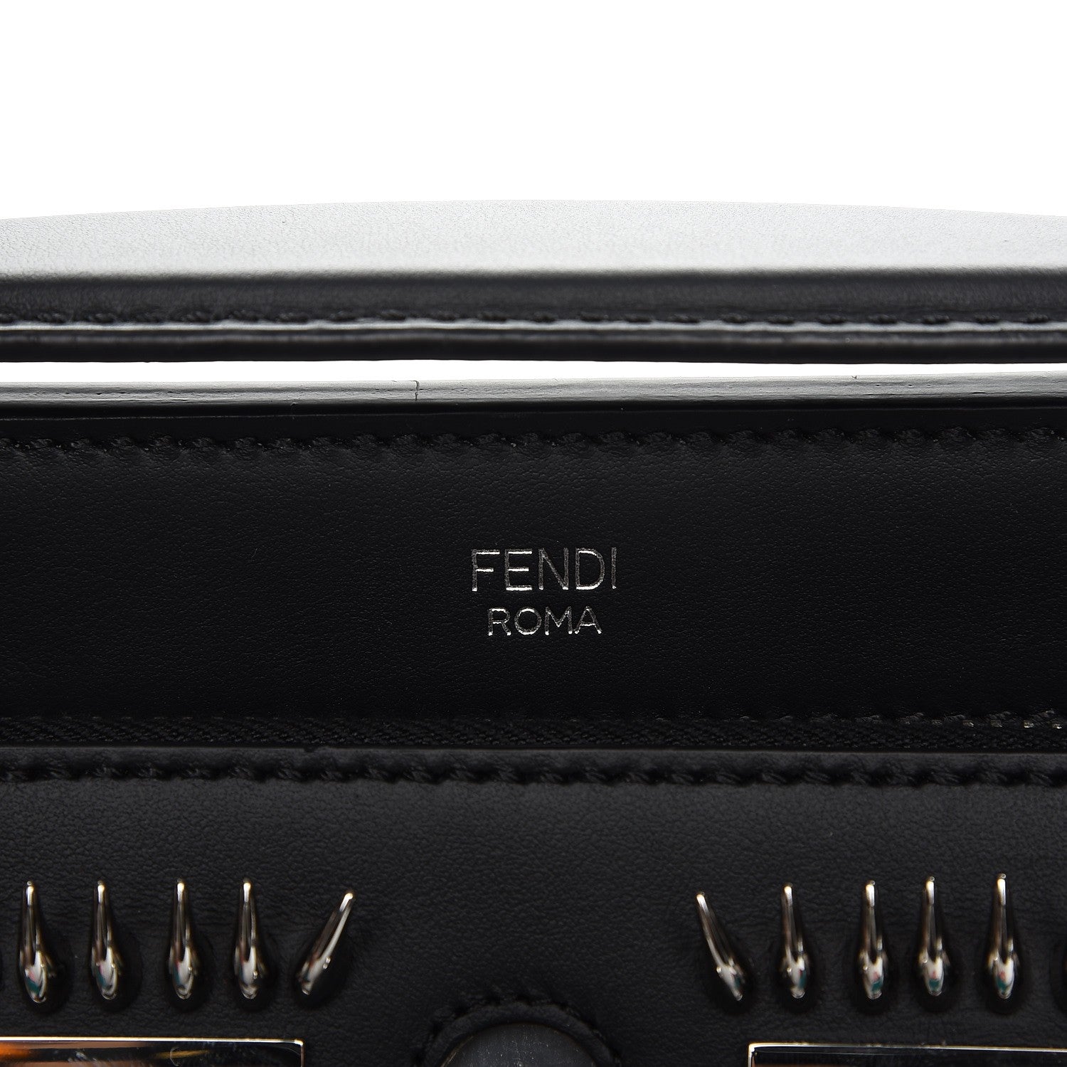 Fendi Vitello Baltico Hypnoteyes Studded Small Dotcom Click Chain Satchel Black 6 of 10