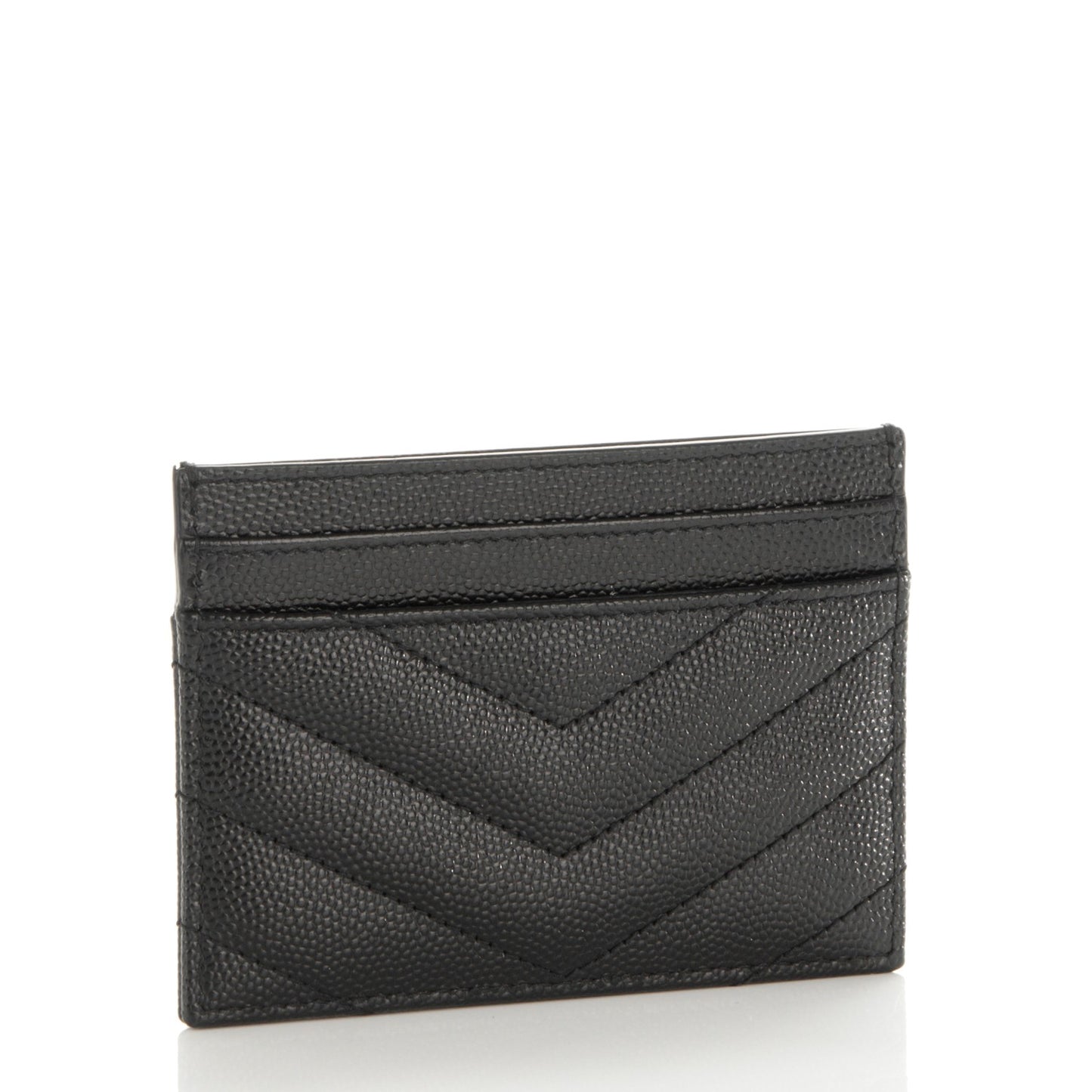 Grain De Poudre Matelasse Chevron Monogram Credit Card Case Black