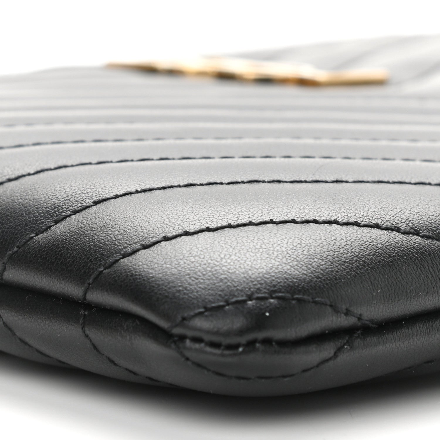Saint Laurent Calfskin Matelasse Chevron Monogram A5 Wristlet Black 9 of 11