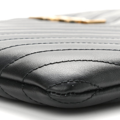 Saint Laurent Calfskin Matelasse Chevron Monogram A5 Wristlet Black 9 of 11