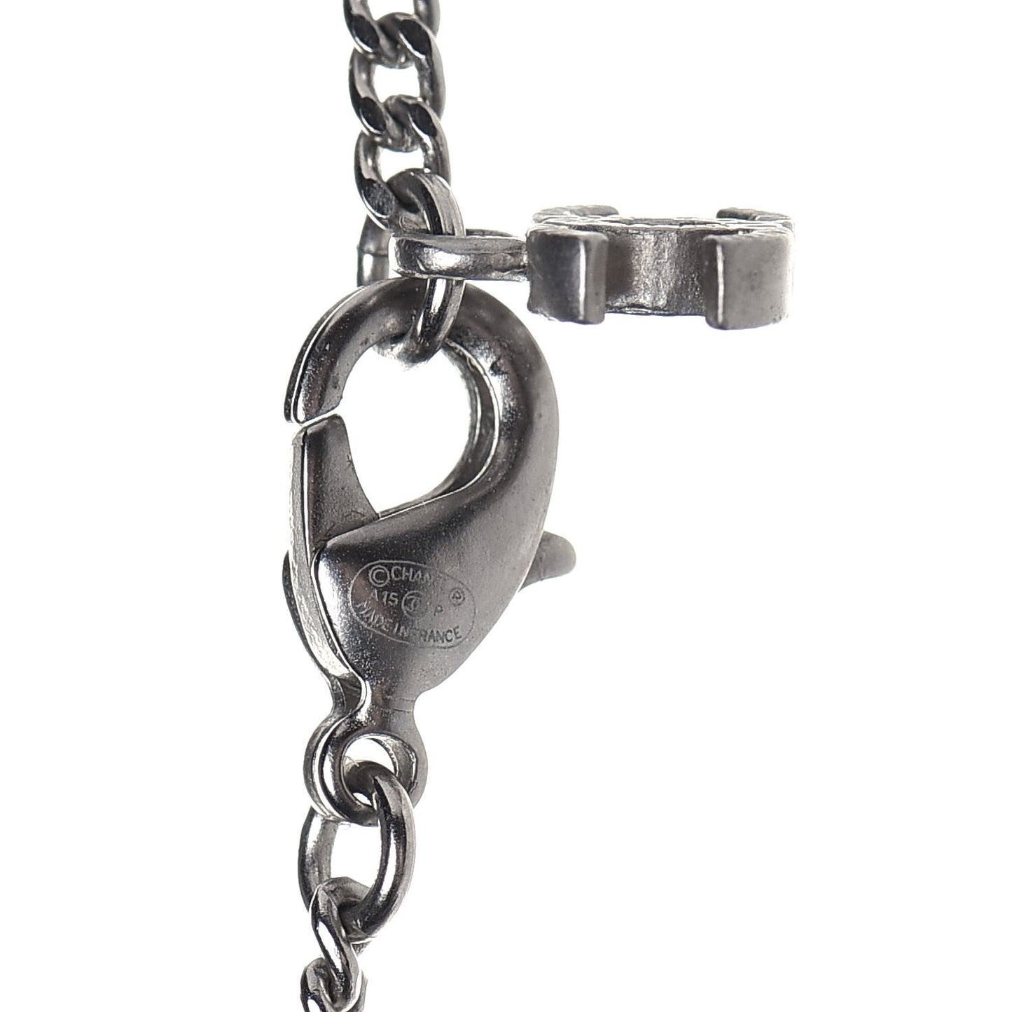 Crystal Baguette CC Necklace Silver Blue