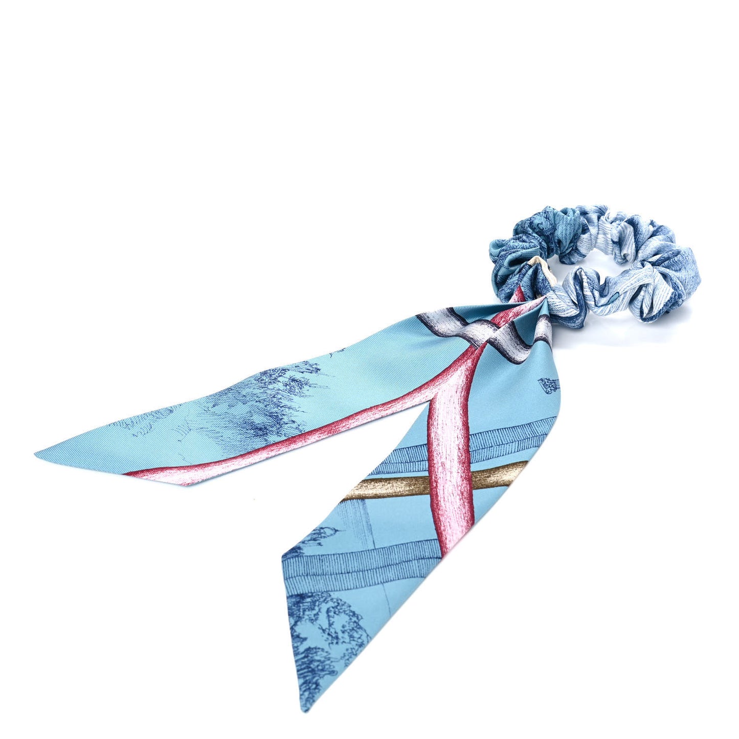 Silk Twilly Scrunchie Blue