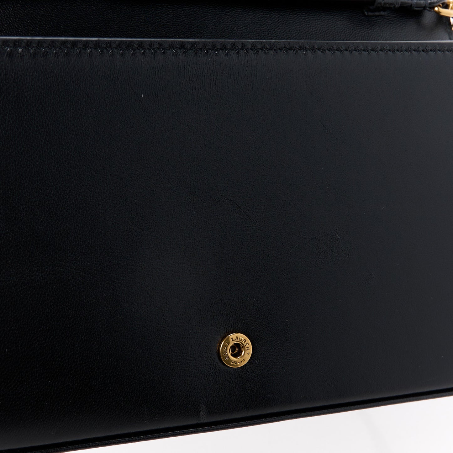 Smooth Calfskin Tri-Metal Cassandre Wallet On Chain WOC Black
