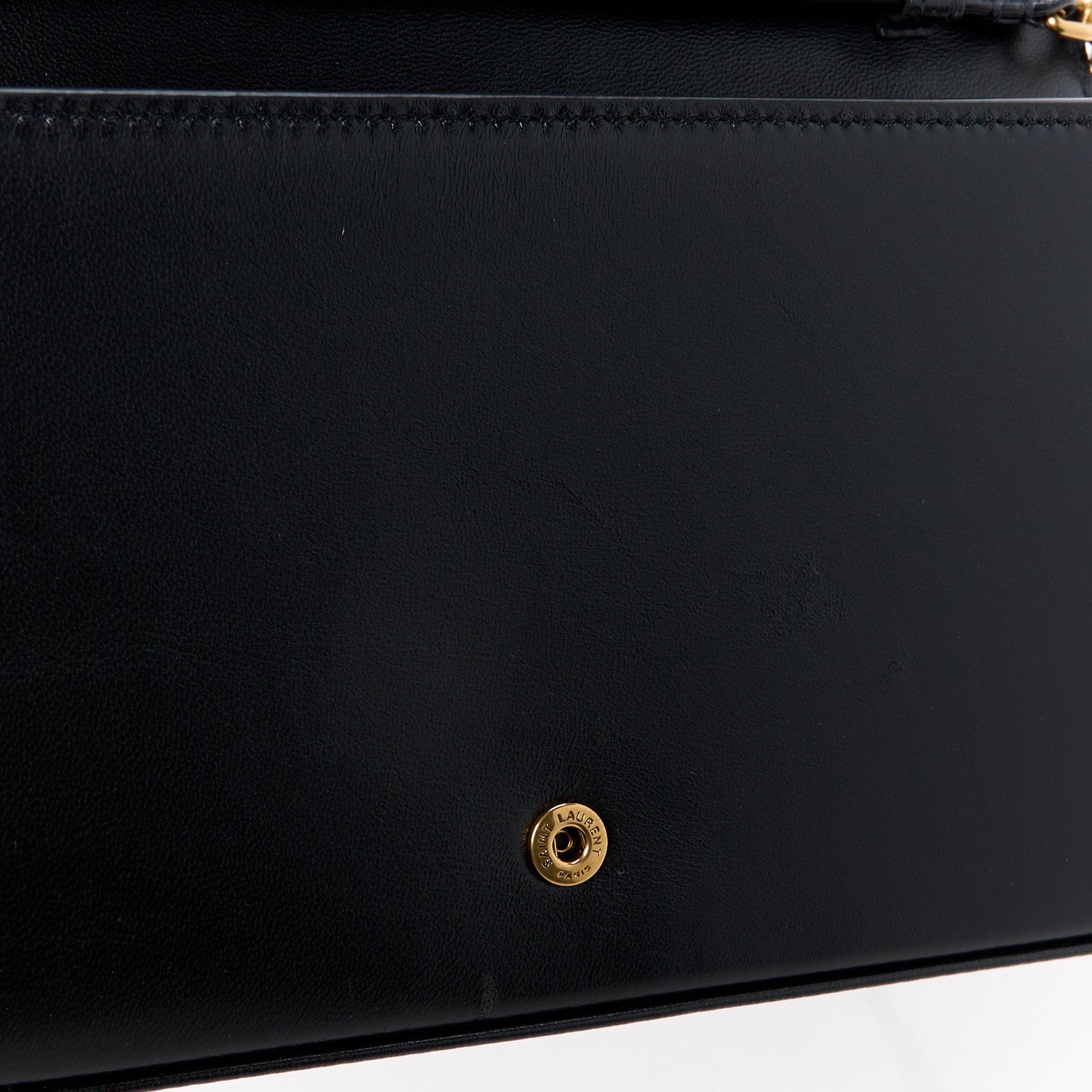 Saint Laurent Smooth Calfskin Tri-Metal Cassandre Wallet On Chain WOC Black 11 of 12