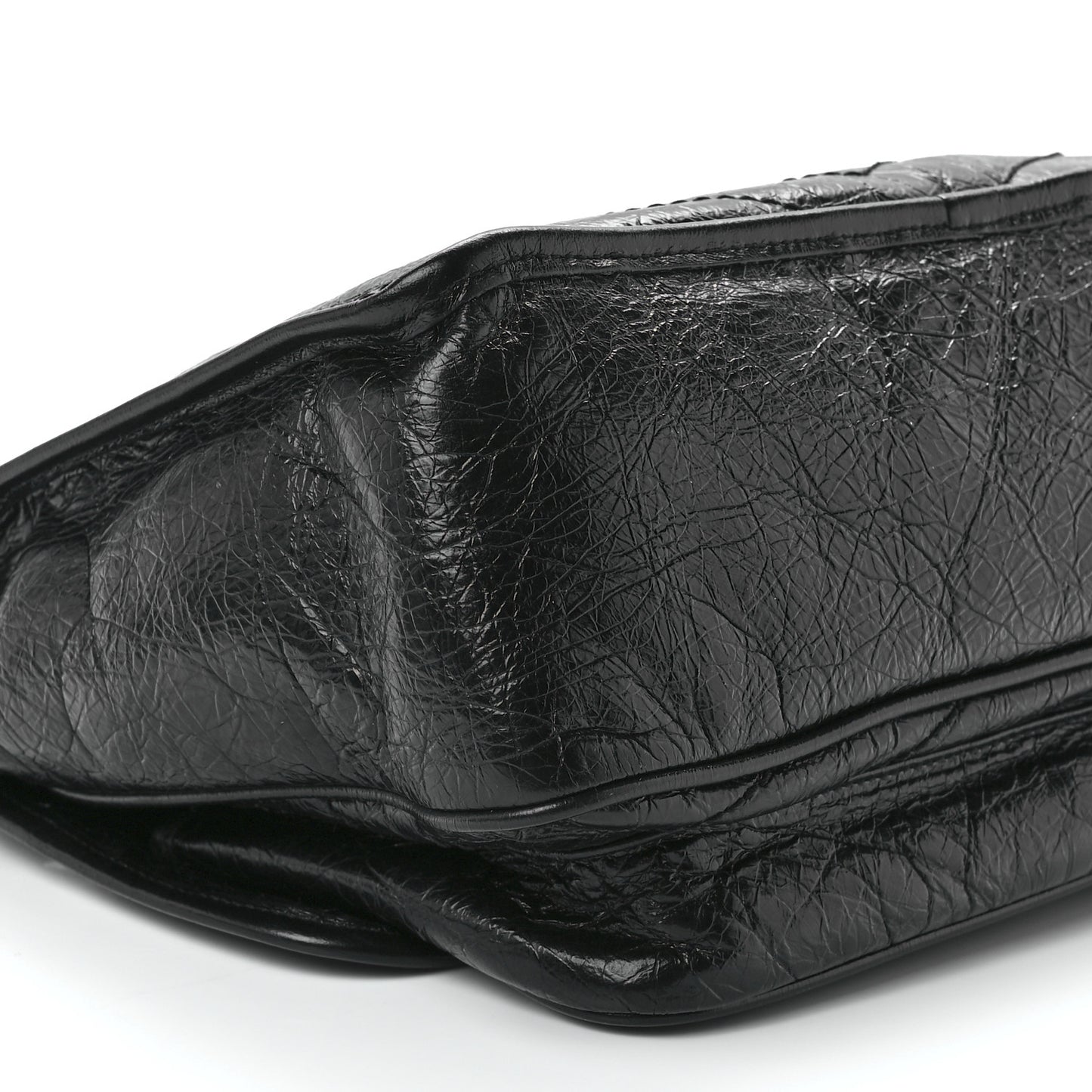 Crinkled Calfskin Matelasse Monogram Medium Niki Chain Satchel Black