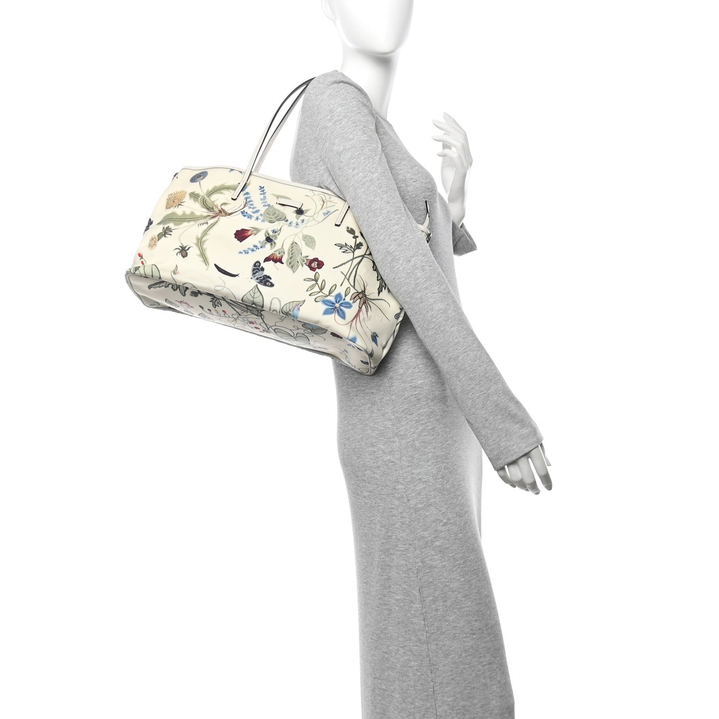 Canvas Flora Knight Medium Zippered Tote White