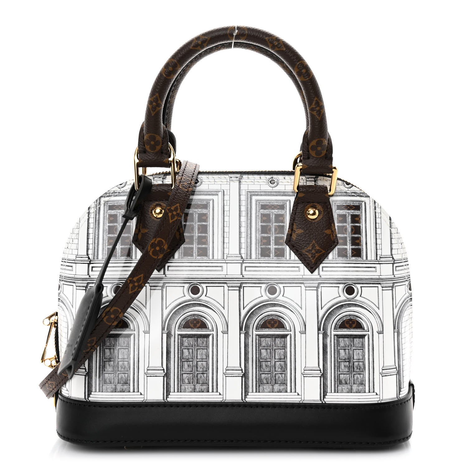Louis Vuitton X FORNASETTI Calfskin Architettura Alma BB Black White 1 of 10