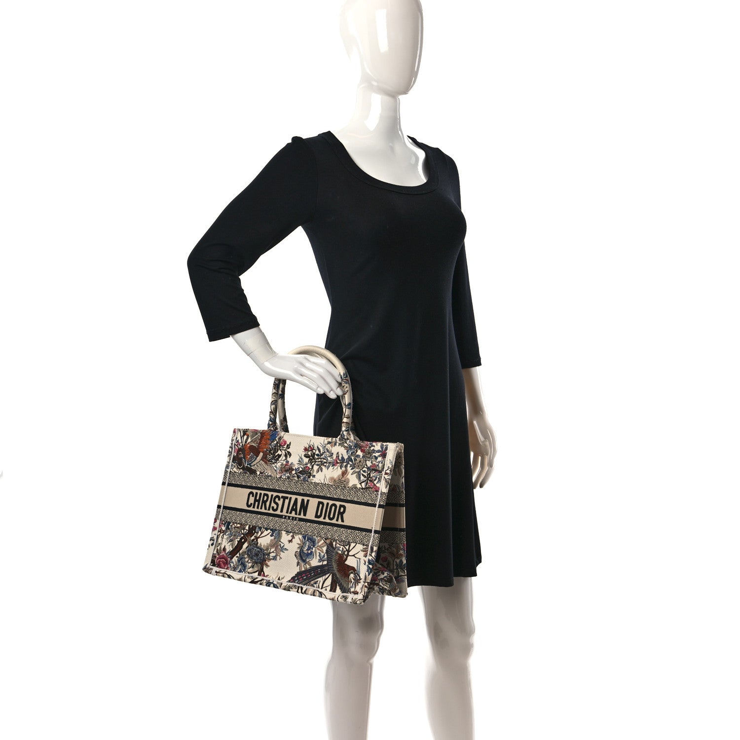 Christian Dior Canvas Embroidered Medium Jardin D'Hiver Book Tote Latte Multicolor 2 of 9