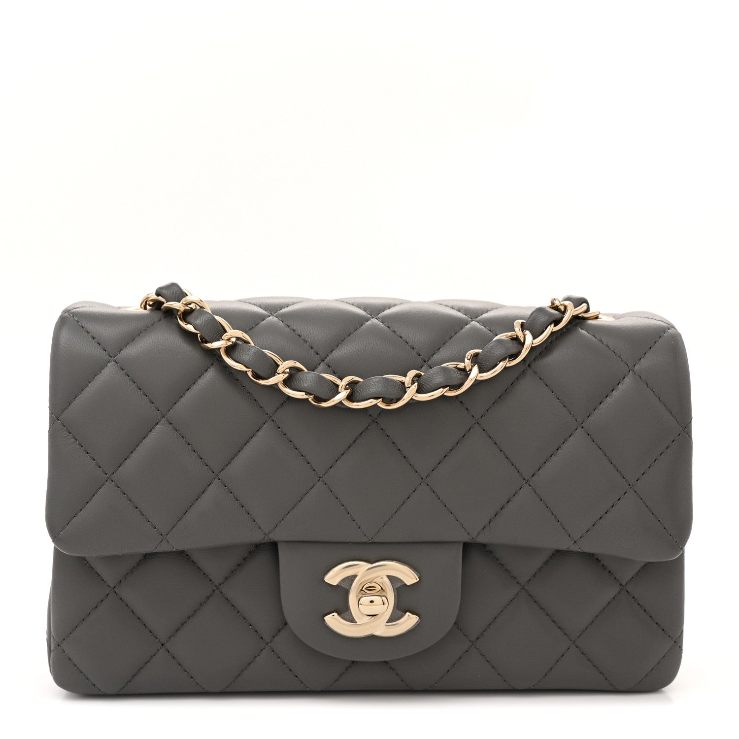Chanel Lambskin Quilted Mini Rectangular Flap Dark Grey 1 of 10