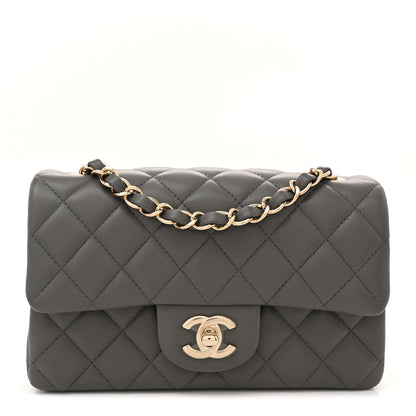 Chanel Lambskin Quilted Mini Rectangular Flap Dark Grey 1 of 10