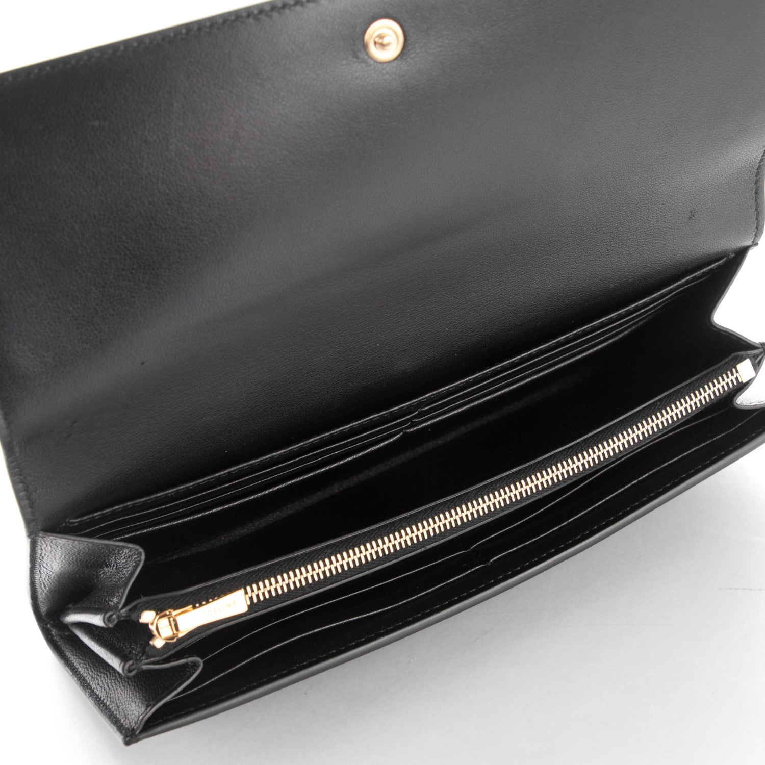 Celine Lambskin Large Flap Wallet Black 5 of 7