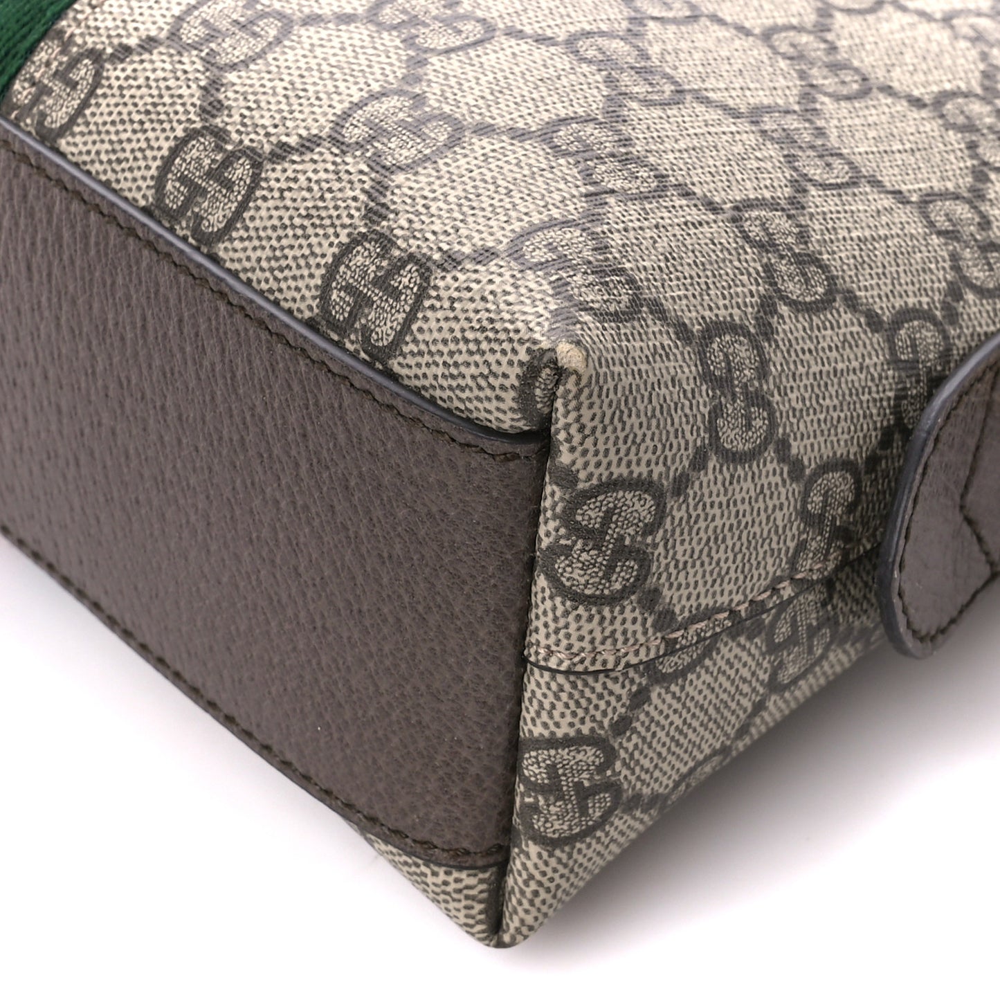 GG Supreme Monogram Textured Dollar Calfskin Web Small Ophidia Dome Shoulder Bag Beige Ebony New Acero