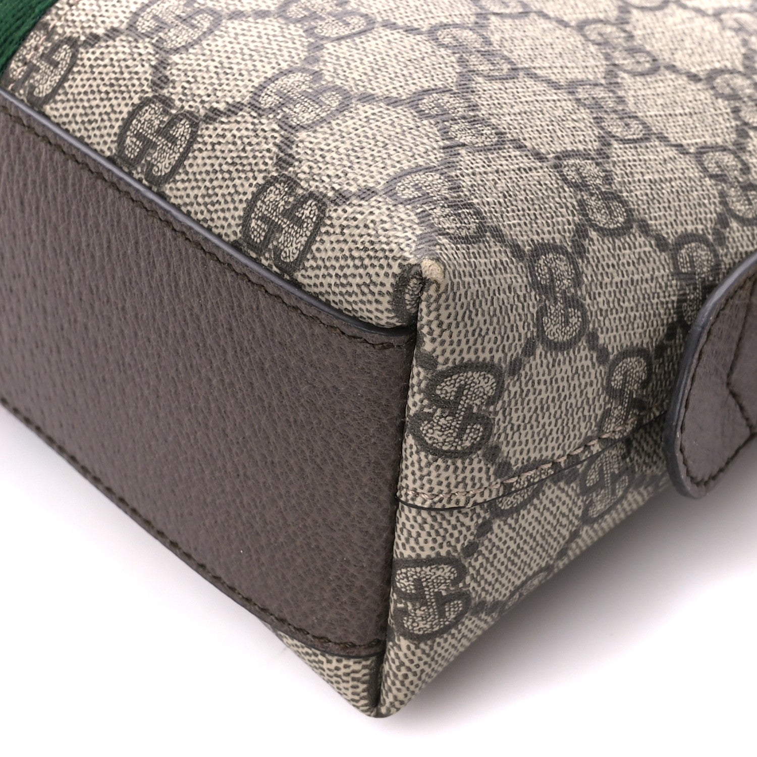 Gucci GG Supreme Monogram Textured Dollar Calfskin Web Small Ophidia Dome Shoulder Bag Beige Ebony New Acero 11 of 12