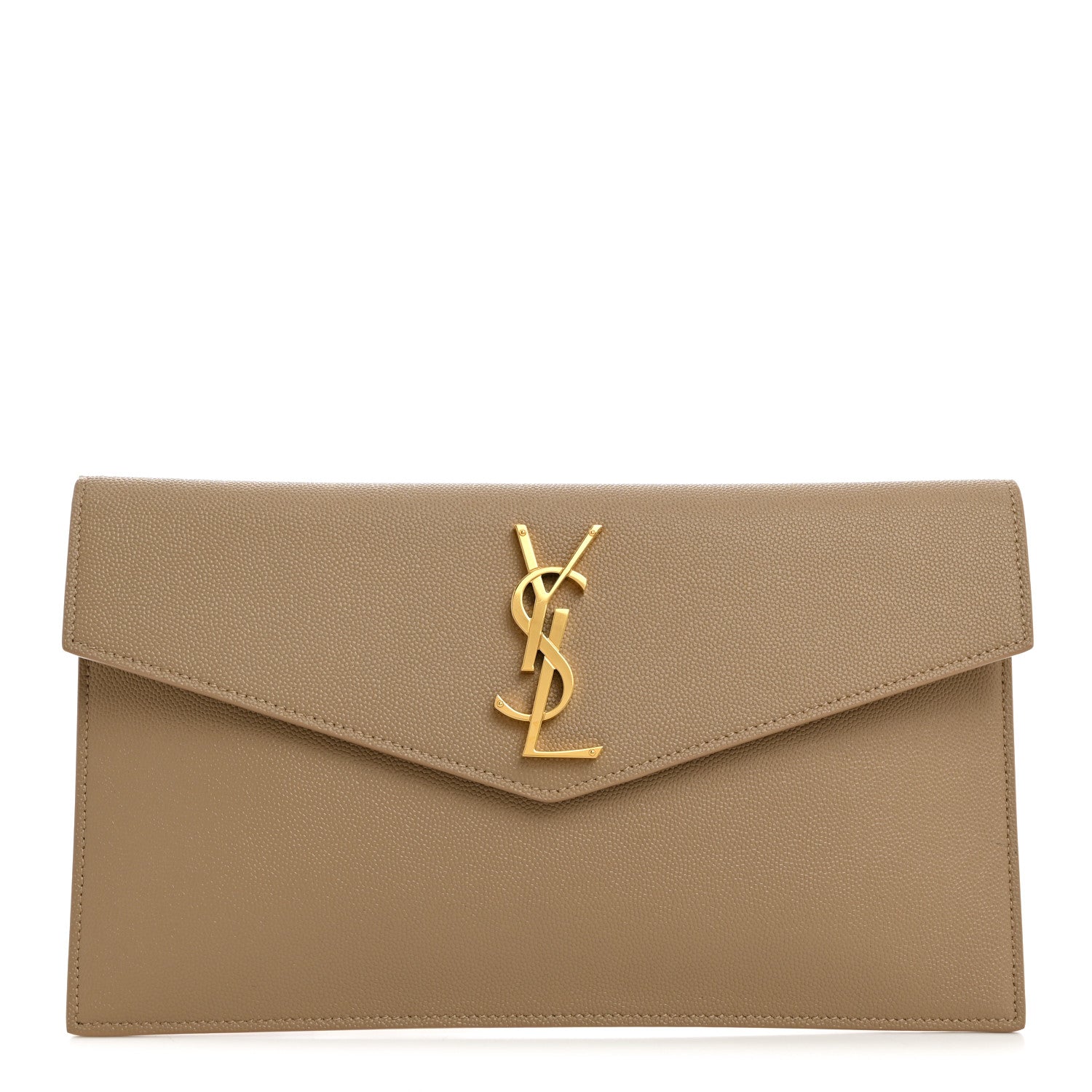 Saint Laurent Grain De Poudre Uptown Pouch Dark Beige 1 of 7