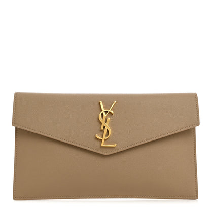 Saint Laurent Grain De Poudre Uptown Pouch Dark Beige 1 of 7