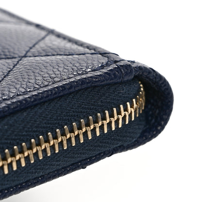 Chanel Caviar Quilted CC Zip Around Card Holder Navy 11 of 12