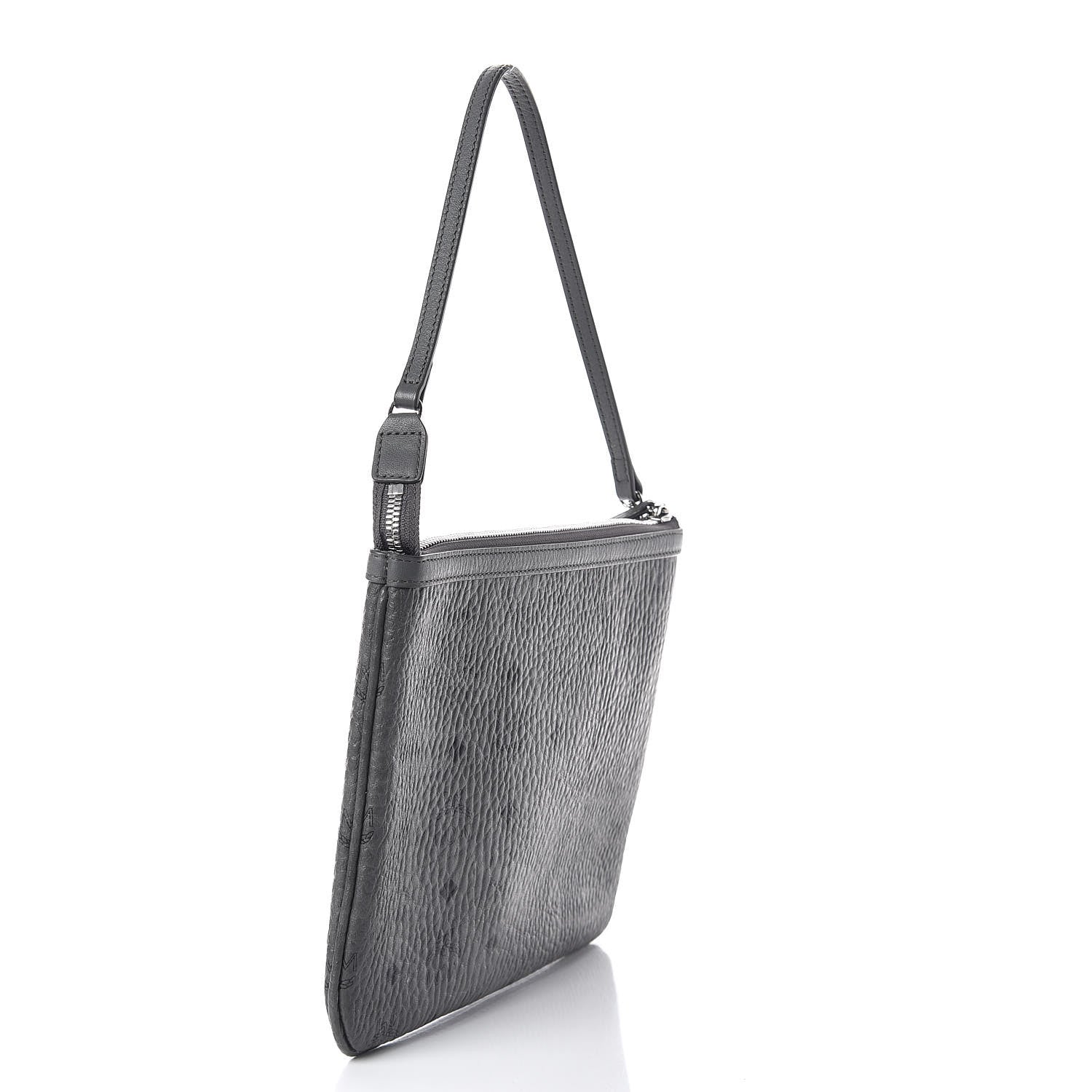 MCM Visetos Liz Shopper Tote Pouch Phantom Grey 3 of 14