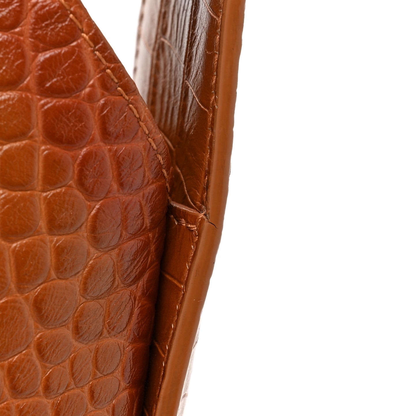 Extra Supple Calfskin Crocodile Embossed Small Tool 2.0 North-South Tote Camel