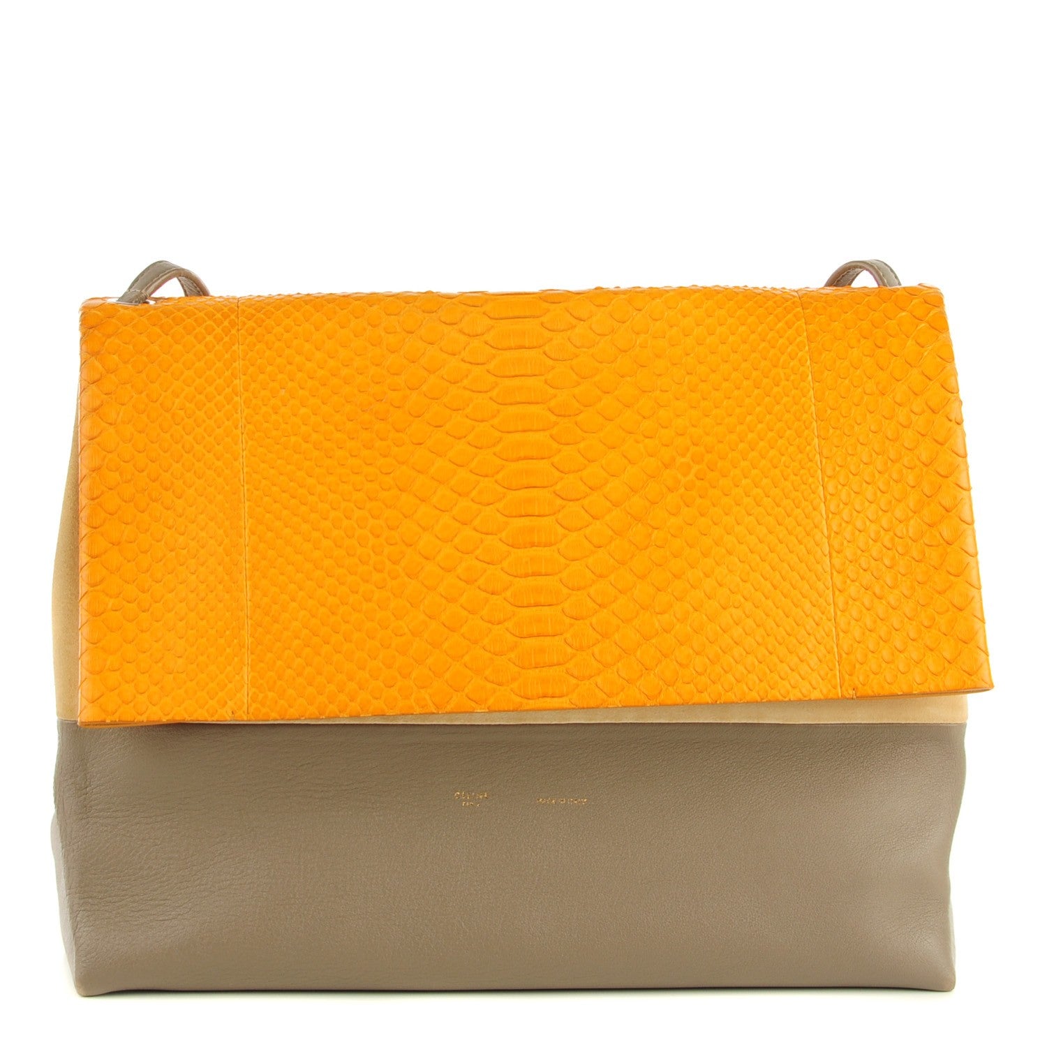 Celine Python Smooth Calfskin All Soft Shoulder Bag Saffron 1 of 8