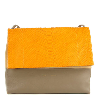 Celine Python Smooth Calfskin All Soft Shoulder Bag Saffron 1 of 8