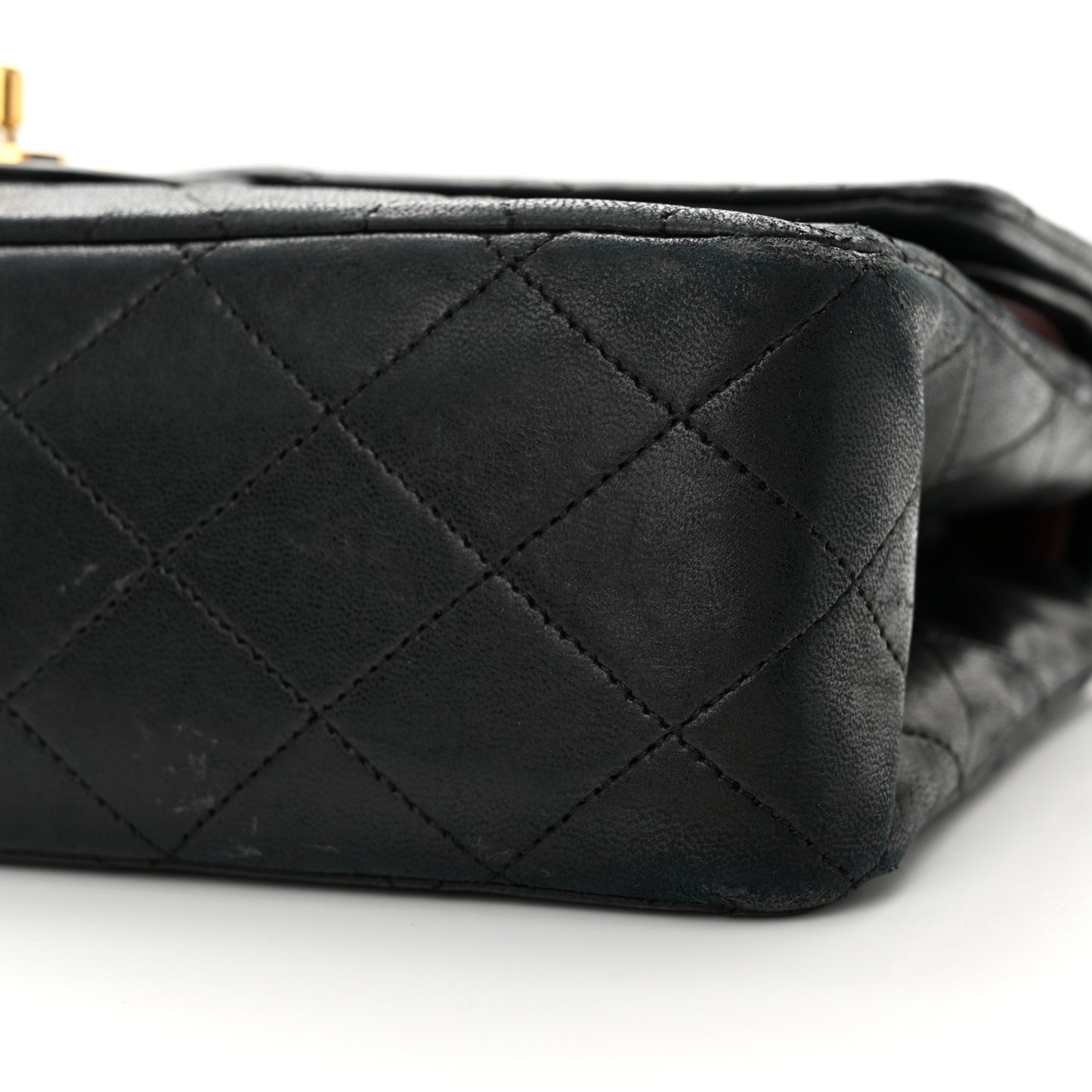 Lambskin Quilted Medium Double Flap Black