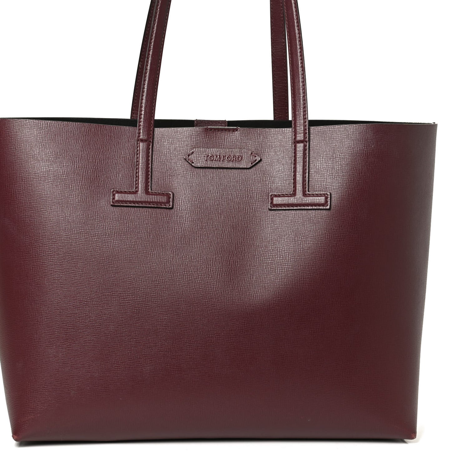 Grained Calfskin Small T Tote Bordeaux