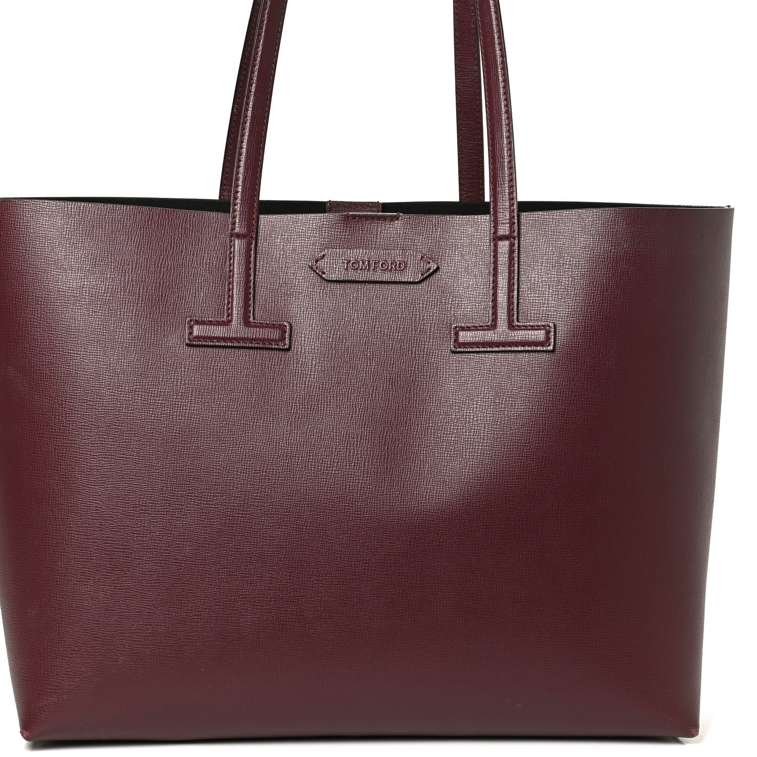Tom Ford Grained Calfskin Small T Tote Bordeaux 8 of 12
