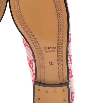 Gucci Canvas GG Monogram Horsebit Womens Jordaan Loafers 36 Gardenia Hibiscus Red 8 of 10