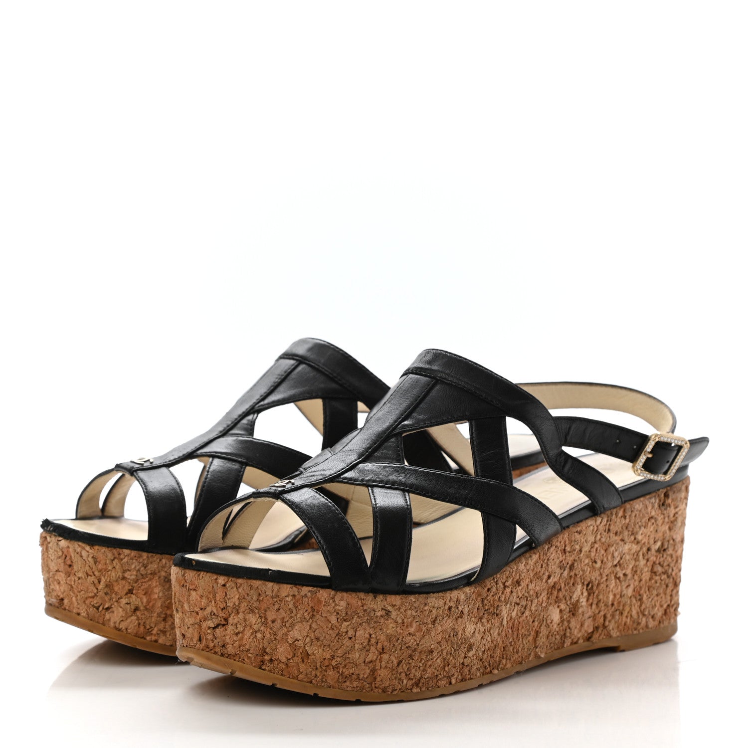 Chanel Lambskin Cork Pearl CC Platform Sandals 40 Black 2 of 9